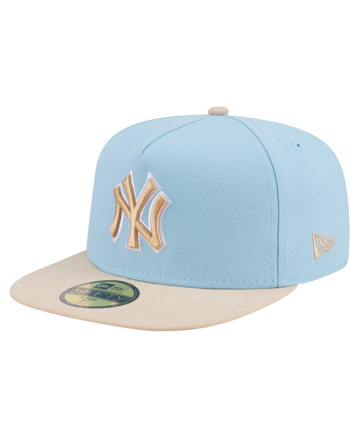 New Era Men's Light Blue/cream New York Yankees Two-tone Color Pack A-frame 59fifty Fitted Hat In Blue