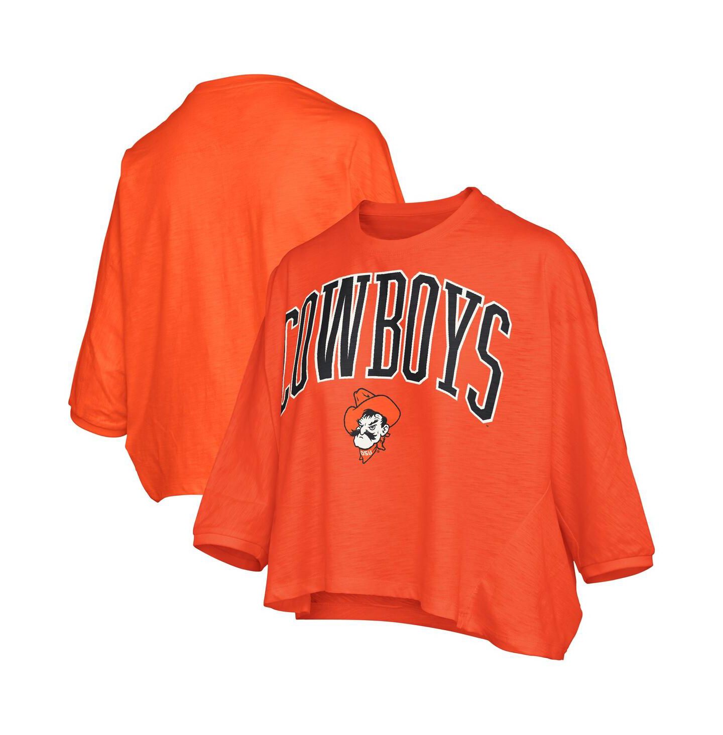 Женская футболка Pressbox Orange Oklahoma State Cowboys Midi Arch Over Logo Oversized — фото 1