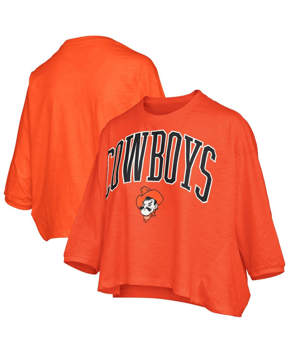 Pressbox Women's Orange Oklahoma State Cowboys Midi Arch Over Logo Oversized T-shirt In Orange