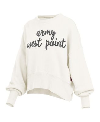 Women's Cream Army Black Knights Oversized Chelsea Waist Length Pullover Sweatshirt