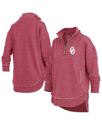 Pressbox - Women's Crimson Oklahoma Sooners Northfork Sojourn Poncho Quarter-Zip Sweatshirt