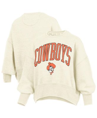 Pressbox - Women's Natural Oklahoma State Cowboys Oversized Waist-Length Crewneck Sweatshirt