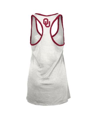 Women's White/Crimson Oklahoma Sooners Tracy Racerback Burnout Tank Top