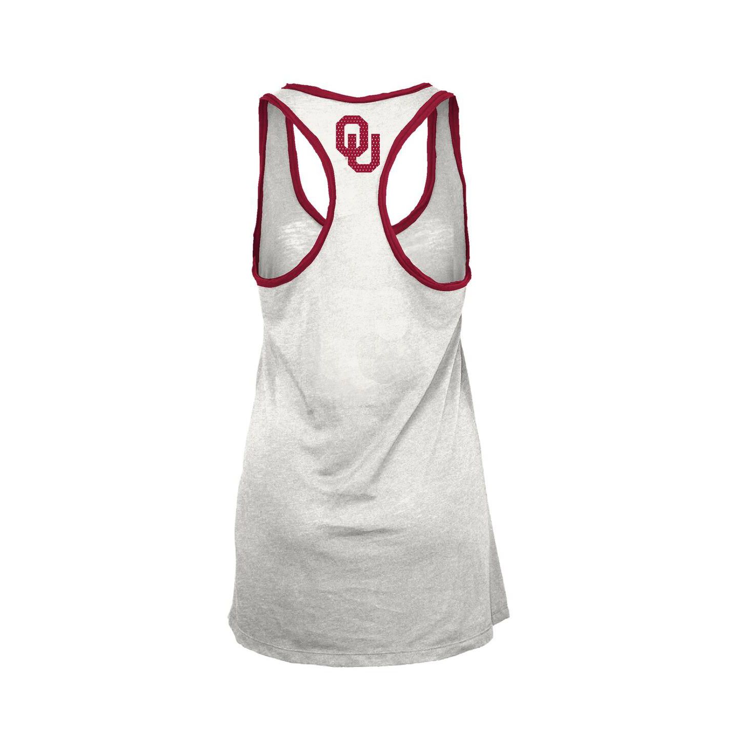 Женский топ Pressbox White/Crimson Oklahoma Sooners Tracy Racerback Burnout — фото 2