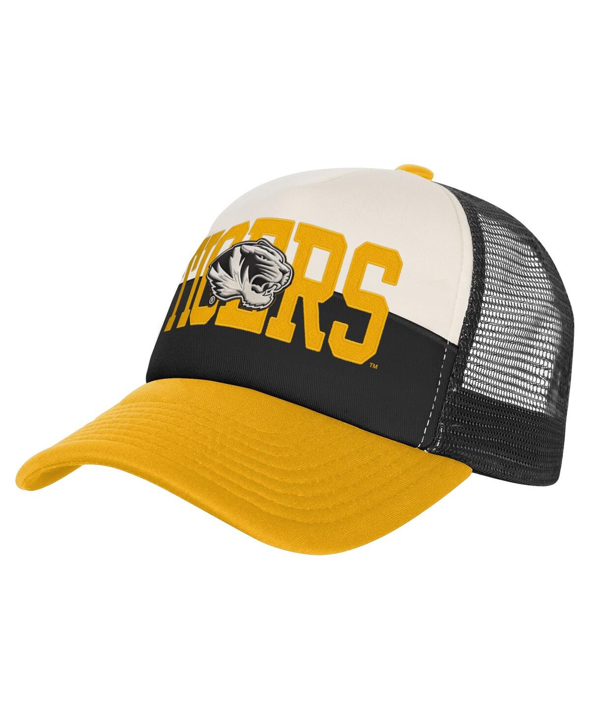 Outerstuff Big Boys And Girls Black/cream Missouri Tigers Modern Fan Trucker Adjustable Hat In Multi