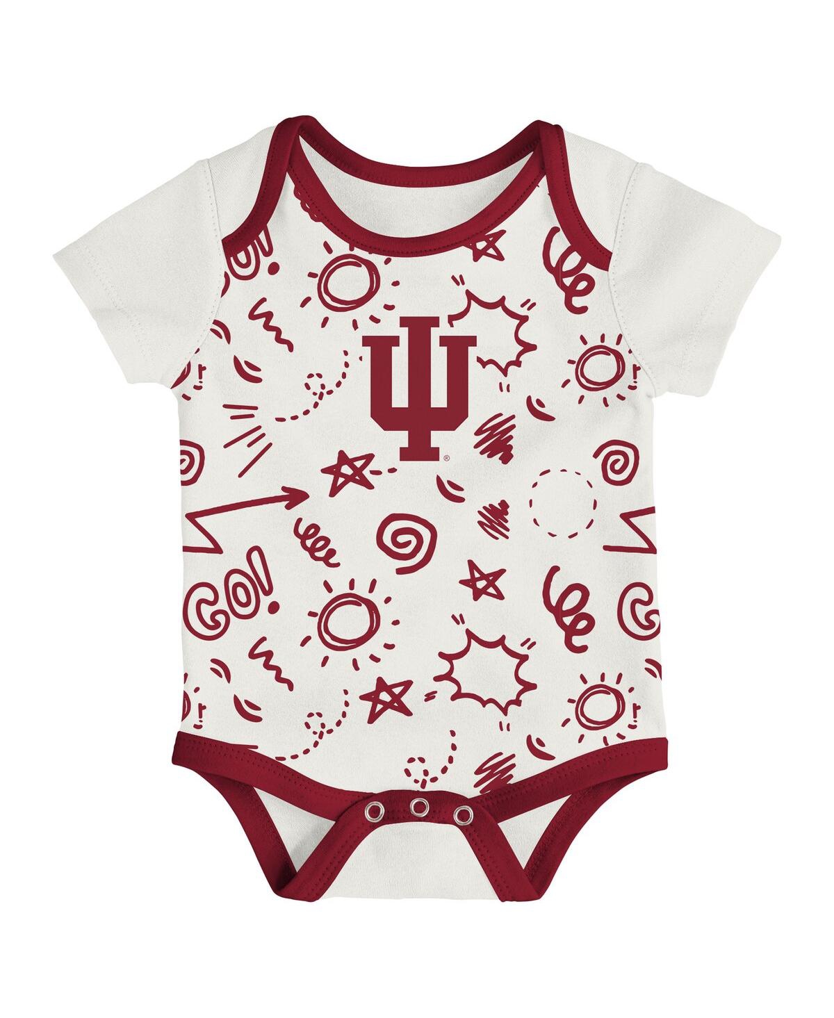 Outerstuff Baby Boys And Girls 3-pack Indiana Hoosiers All Day Play Bodysuit Set In Multi