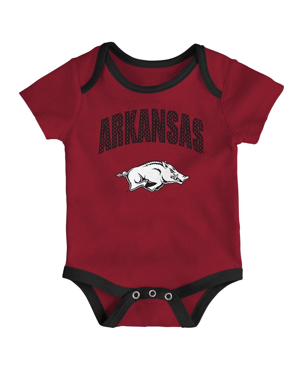 Outerstuff Baby Boys And Girls 3-pack Arkansas Razorbacks All Day Play Bodysuit Set In Multi