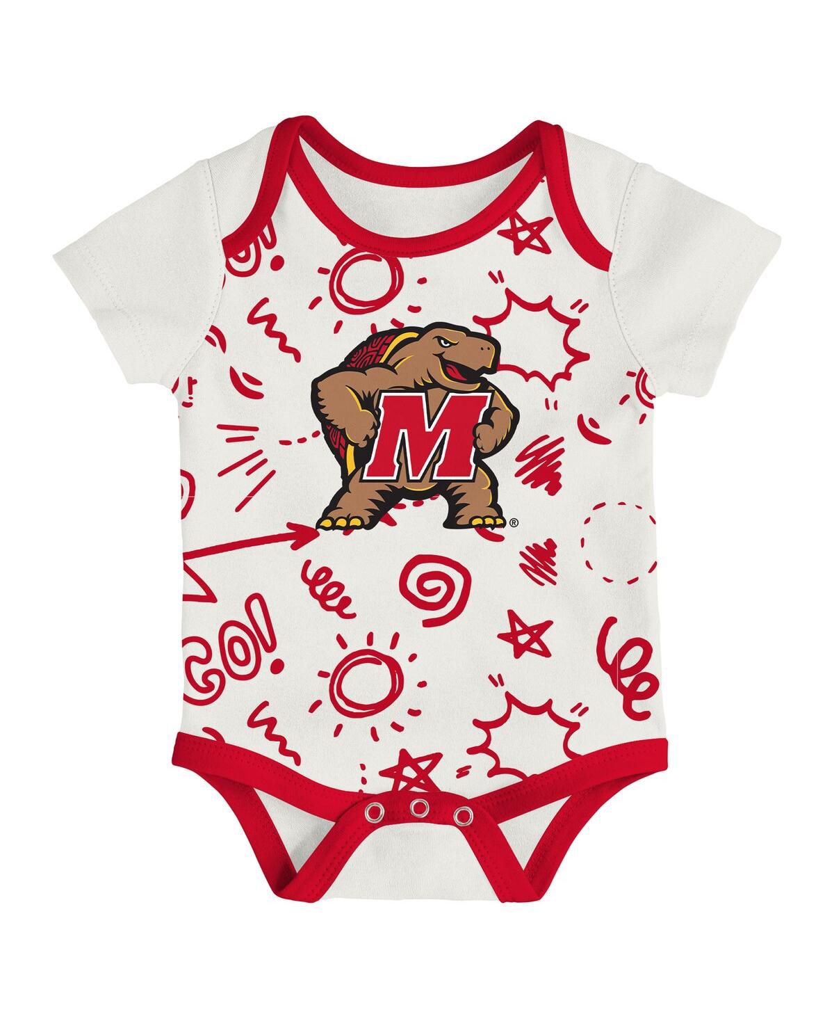 Outerstuff Baby Boys And Girls 3-piece Maryland Terrapins All Day Play Bodysuit Set In Red