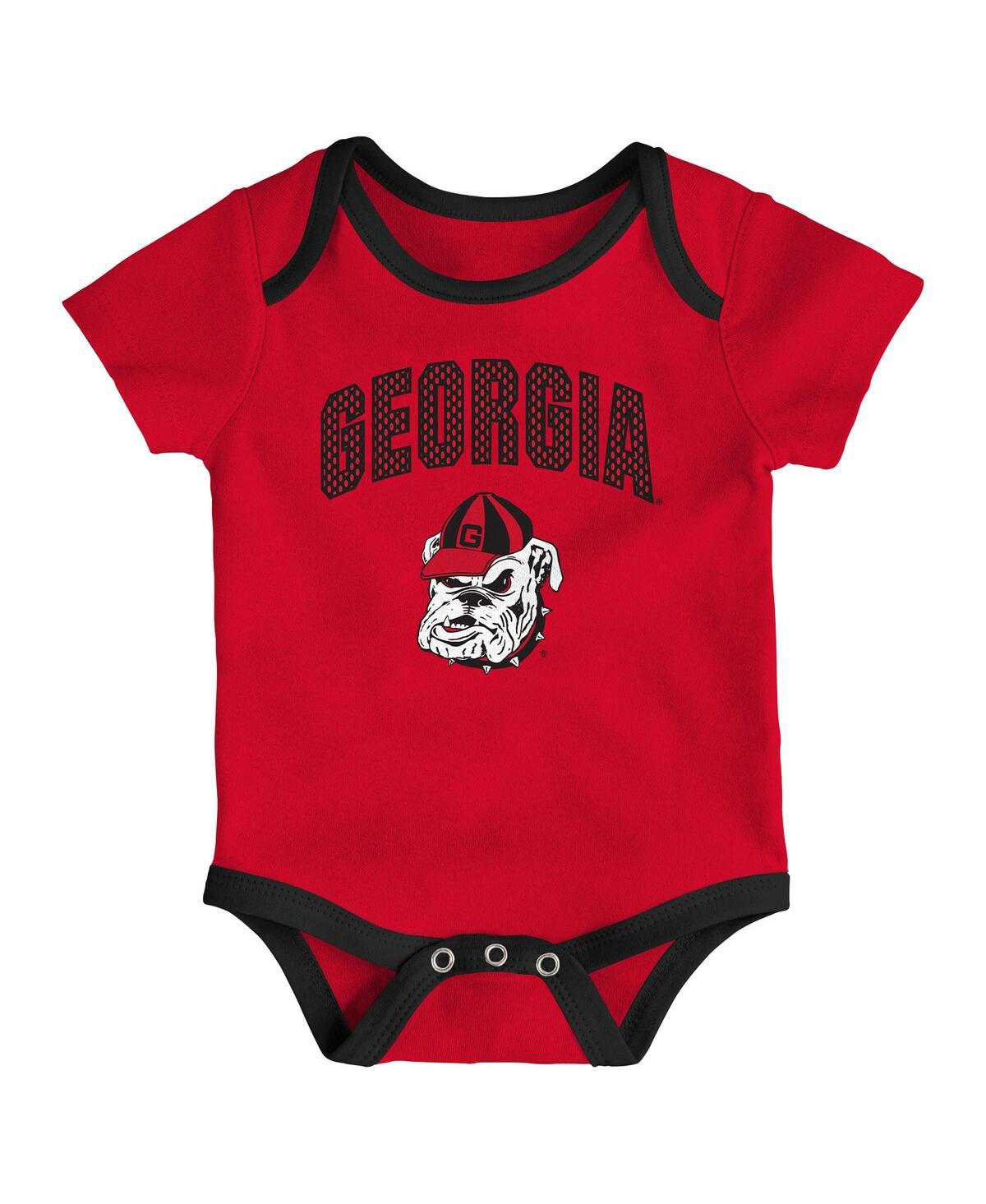 Outerstuff Baby Boys And Girls  Georgia Bulldogs All Day Play 3-piece Bodysuit Set In Multi