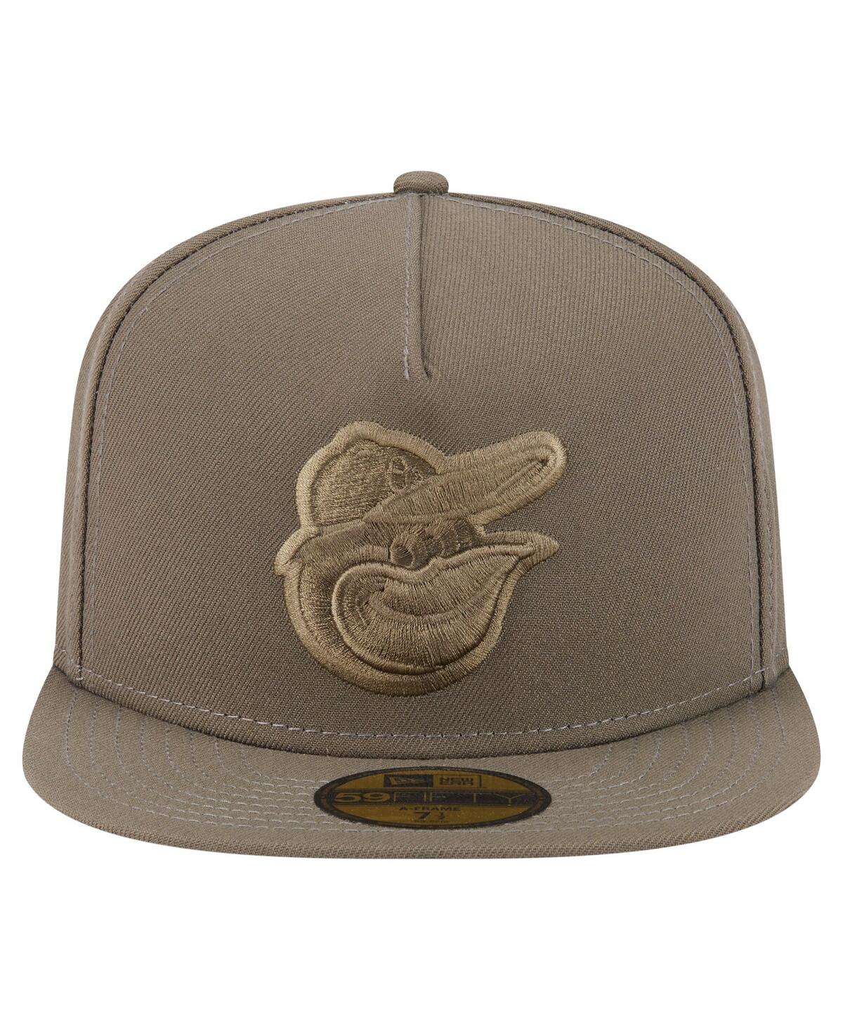 New Era Men's Olive Baltimore Orioles Color Pack A-frame 59fifty Fitted Hat In Green