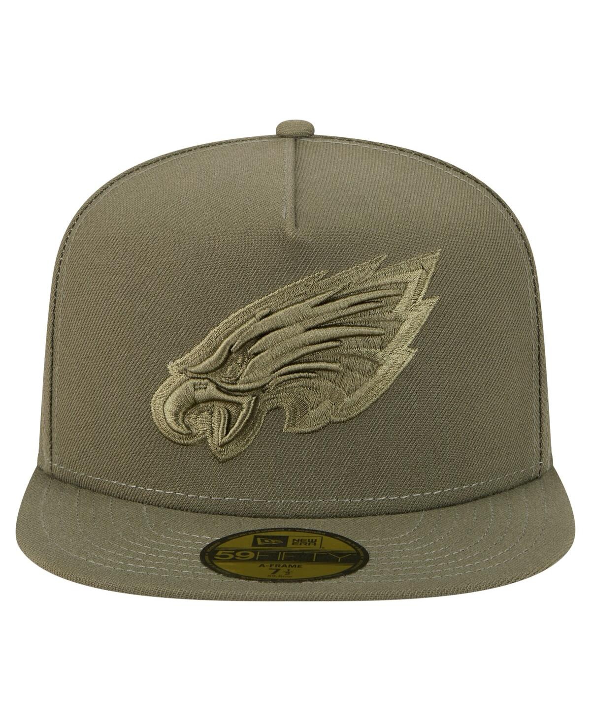 New Era Men's Olive Philadelphia Eagles Color Pack A-frame 59fifty Fitted Hat In Green