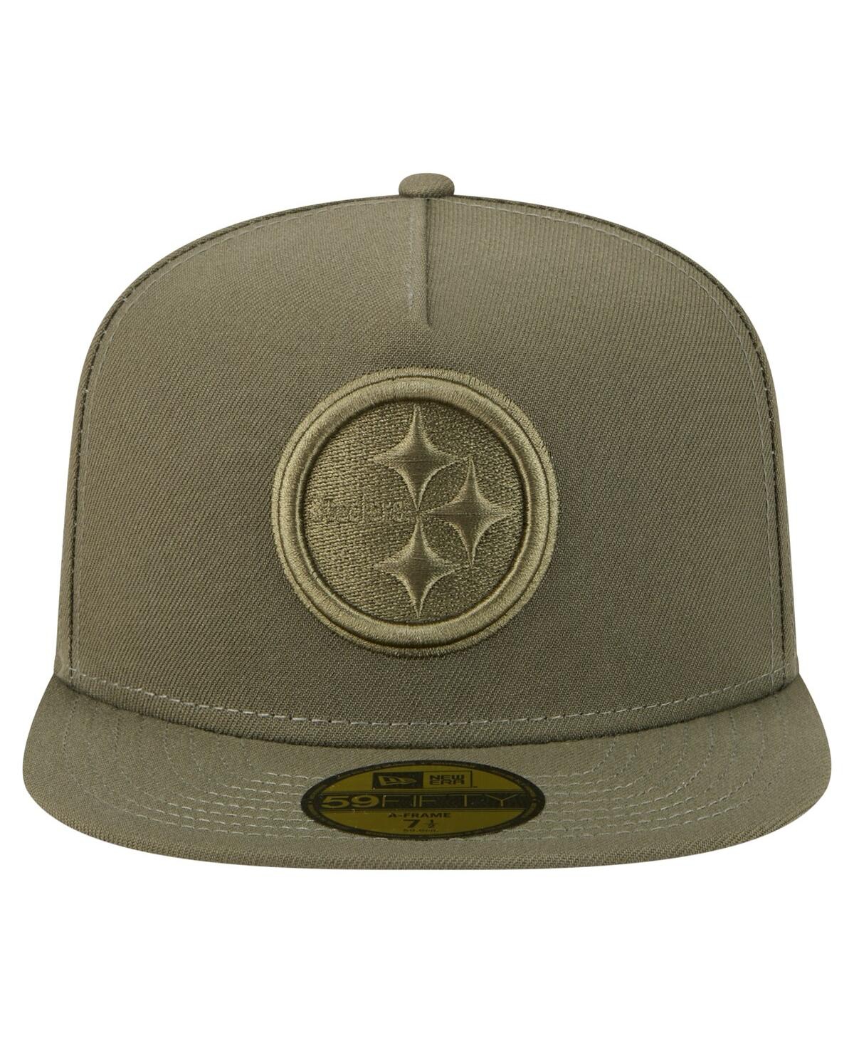 New Era Men's Olive Pittsburgh Steelers Color Pack A-frame 59fifty Fitted Hat In Green