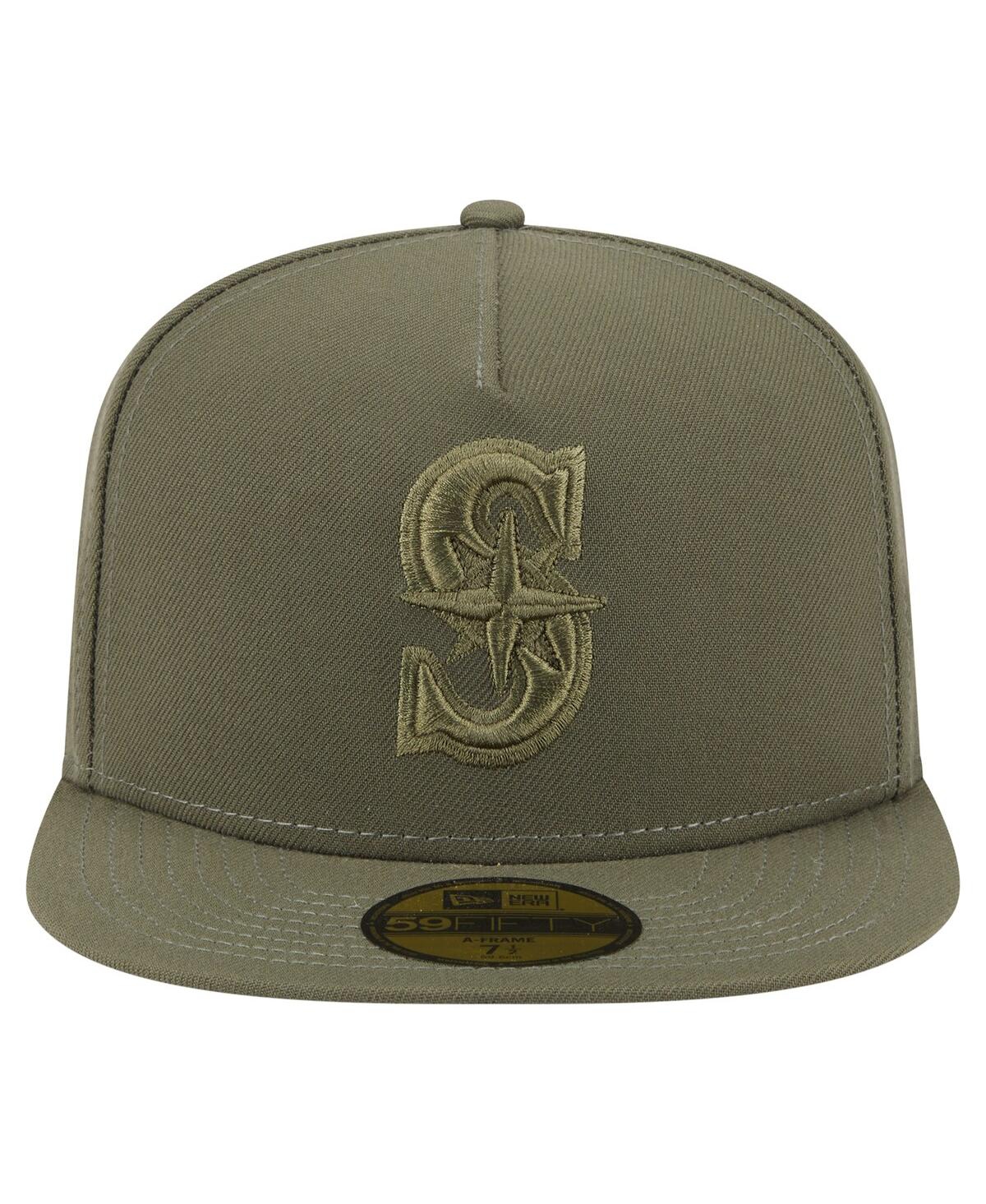 New Era Men's Olive Seattle Mariners Color Pack A-frame 59fifty Fitted Hat In Green