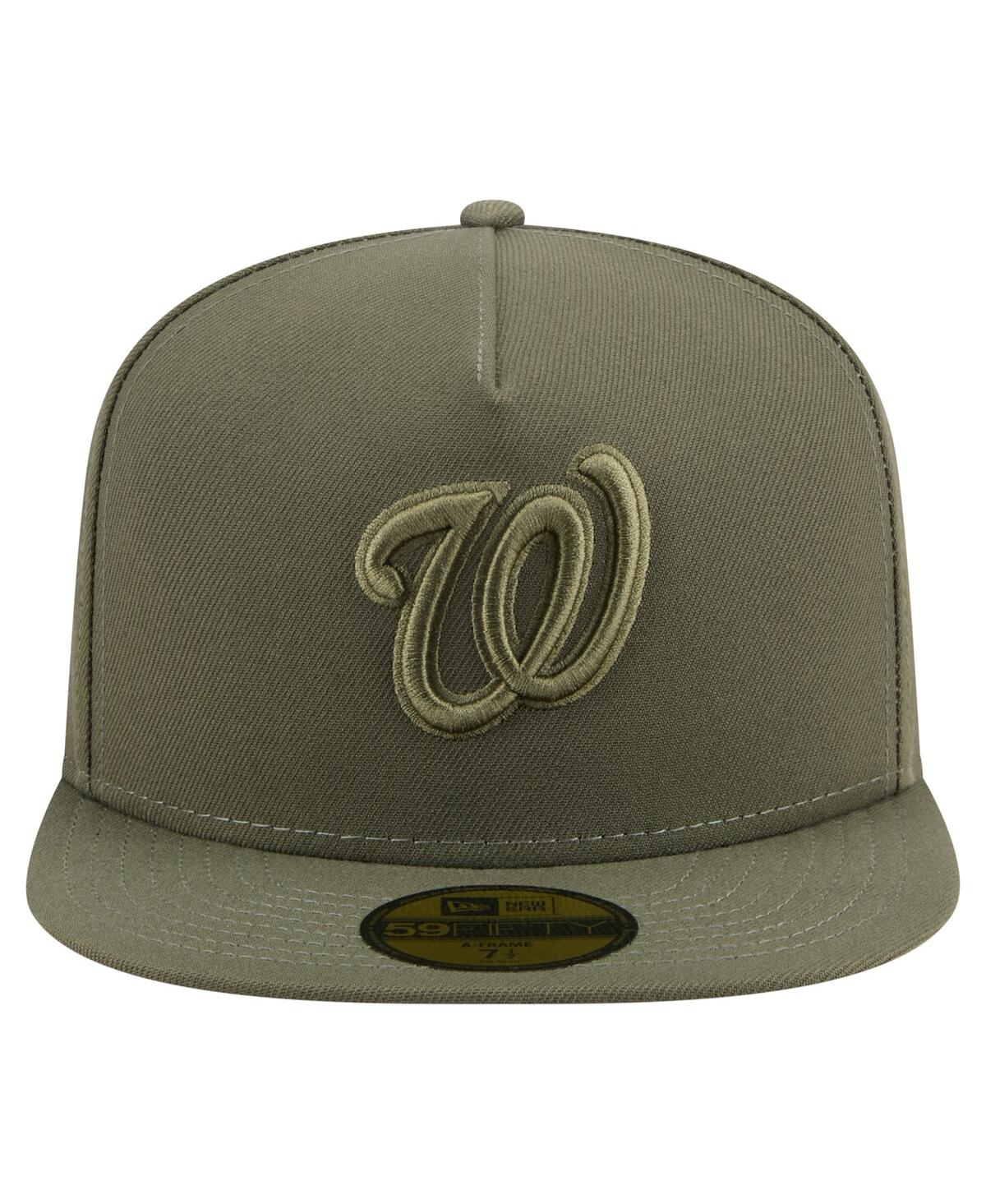 New Era Men's Olive Washington Nationals Color Pack A-frame 59fifty Fitted Hat In Green