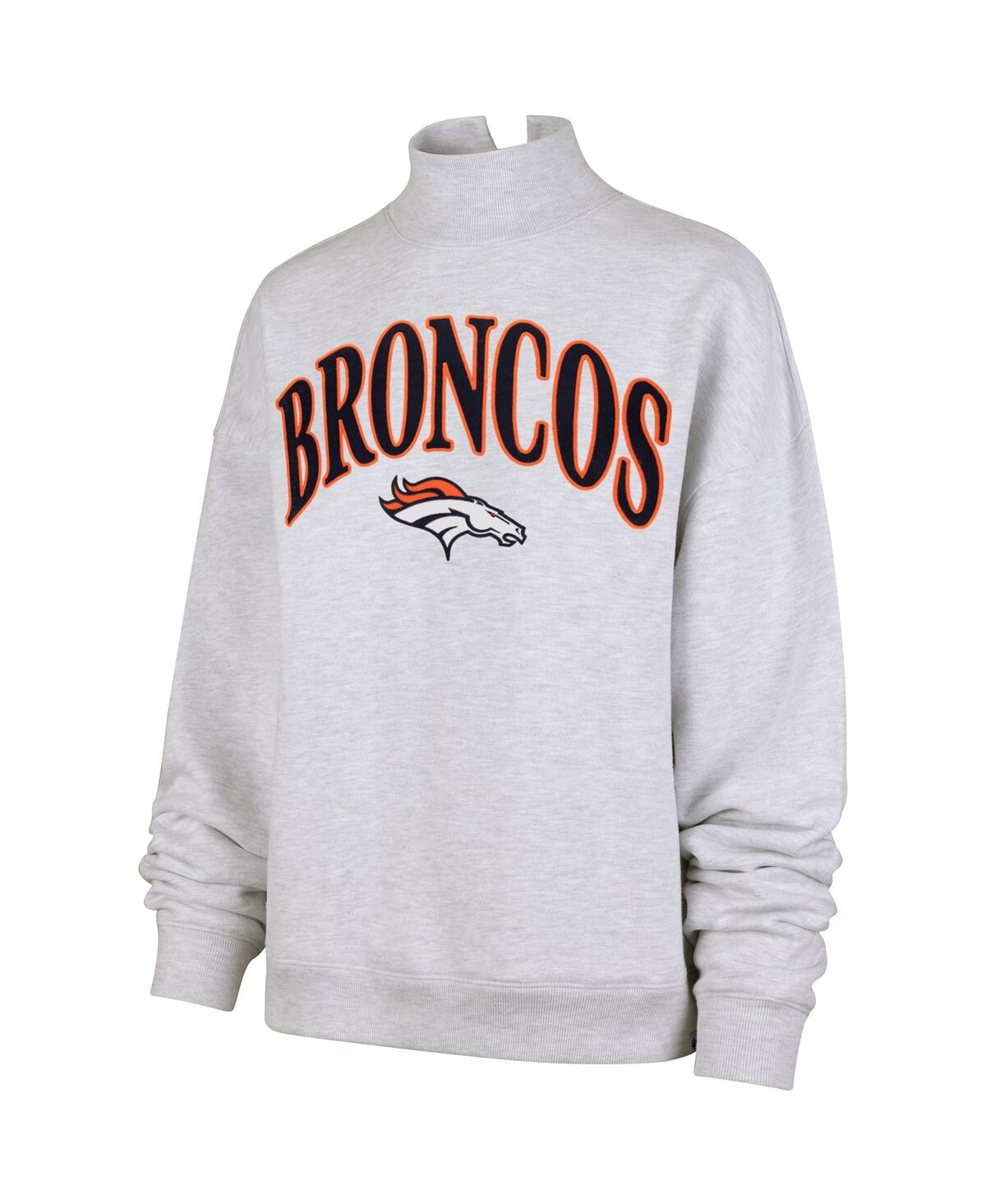 47 Brand Women's Heather Gray Denver Broncos Vantage Mock Neck Pullover Sweatshirt In Gray