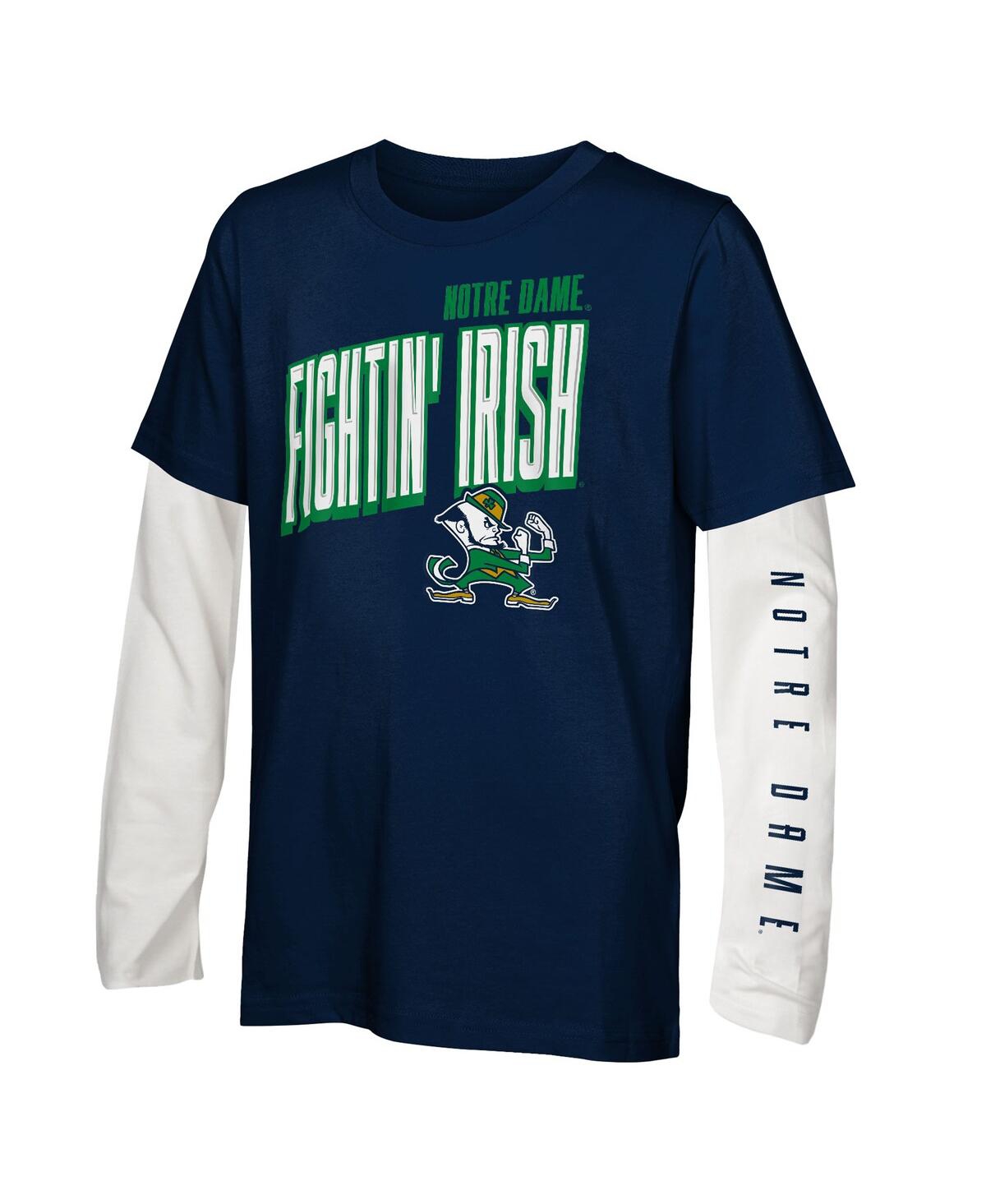 Outerstuff Big Boys And Girls Notre Dame Fighting Irish In The Mix T-shirt Combo Set In Blue