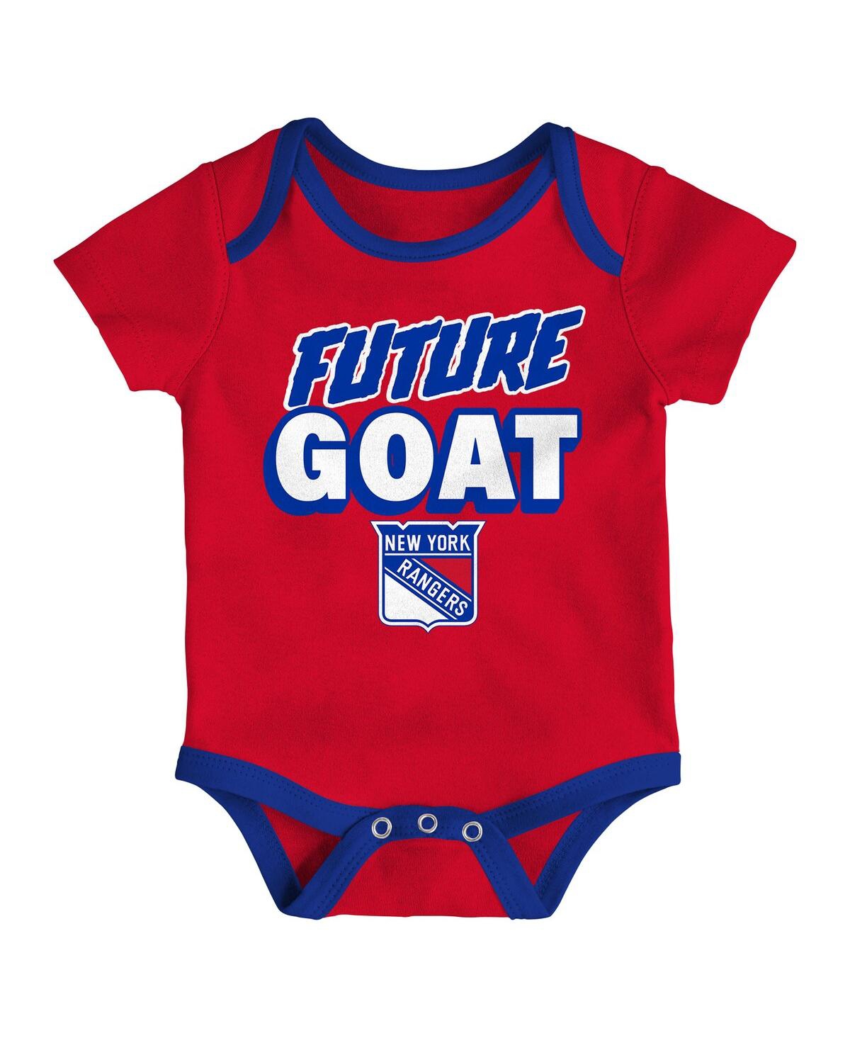 Outerstuff Baby Boys And Girls 3-pack New York Rangers Loyal Buddies Bodysuit Set In Red