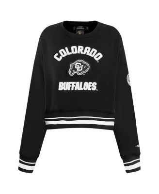 Women's Black Colorado Buffaloes Cultivated-Pearl Cropped Pullover Sweatshirt
