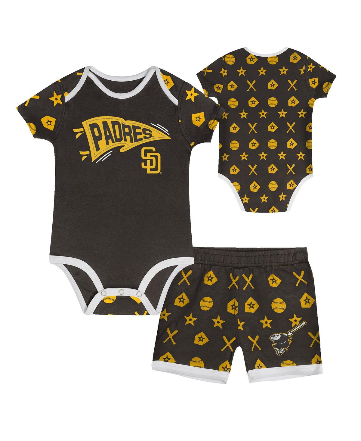 Outerstuff Kids' Baby Boys And Girls Brown San Diego Padres On Deck 2-piece Diaper Cover Set