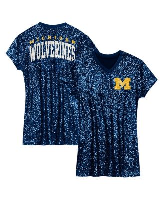 Outerstuff - Preschool Navy Michigan Wolverines Sequin V-Neck Dress