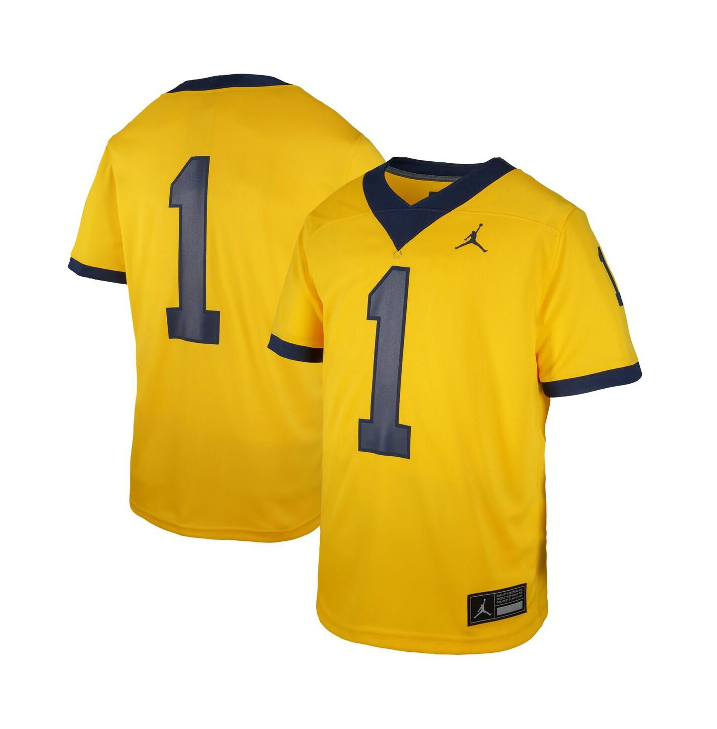 Детское джерси Jordan Michigan Wolverines Untouchable Replica Game, Maize — фото 1