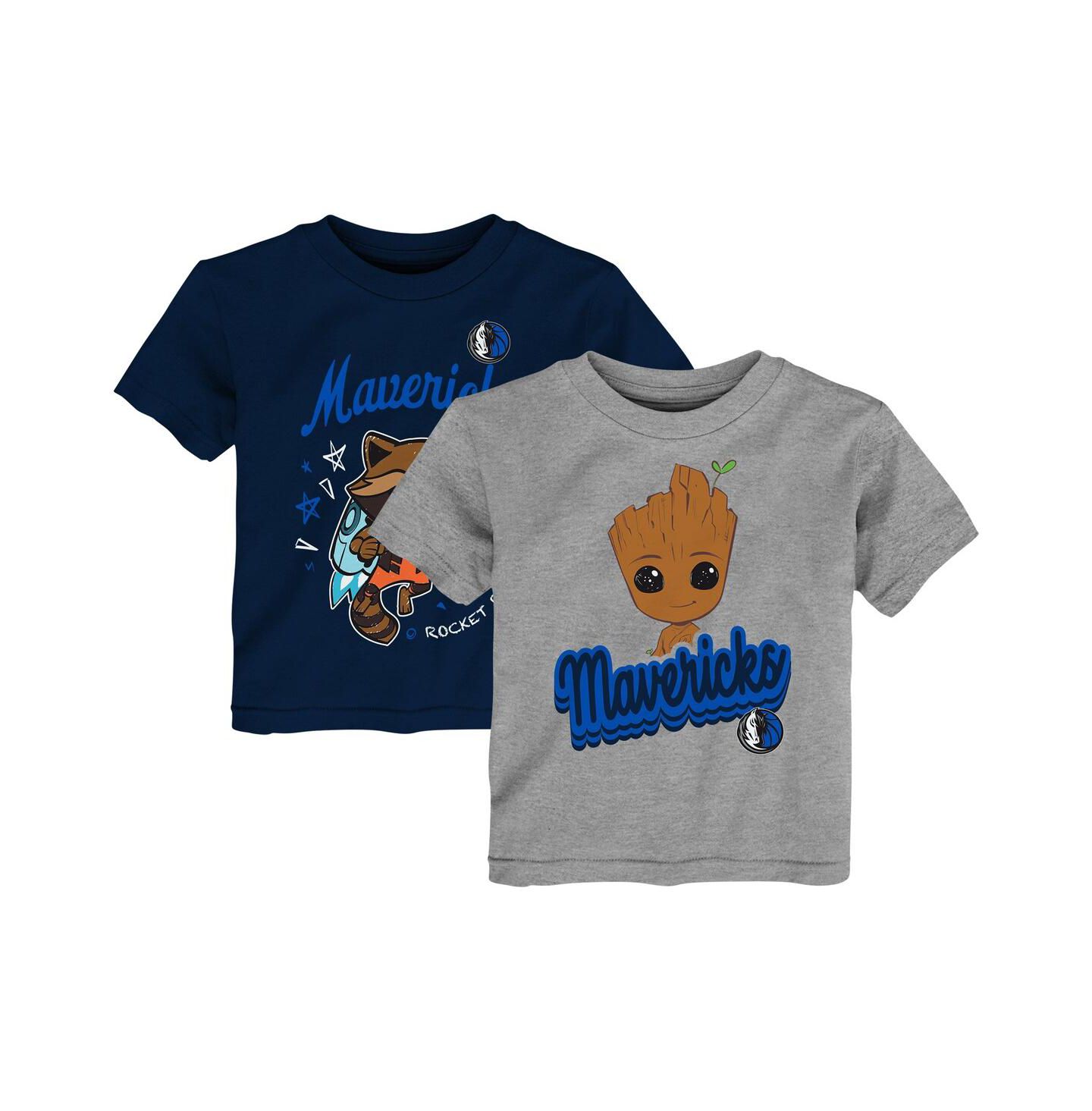 Комплект Outerstuff Heather Gray Dallas Mavericks 2-Piece Guardians Of The Galaxy T-Shirt Set для мальчиков-малышей — фото 1