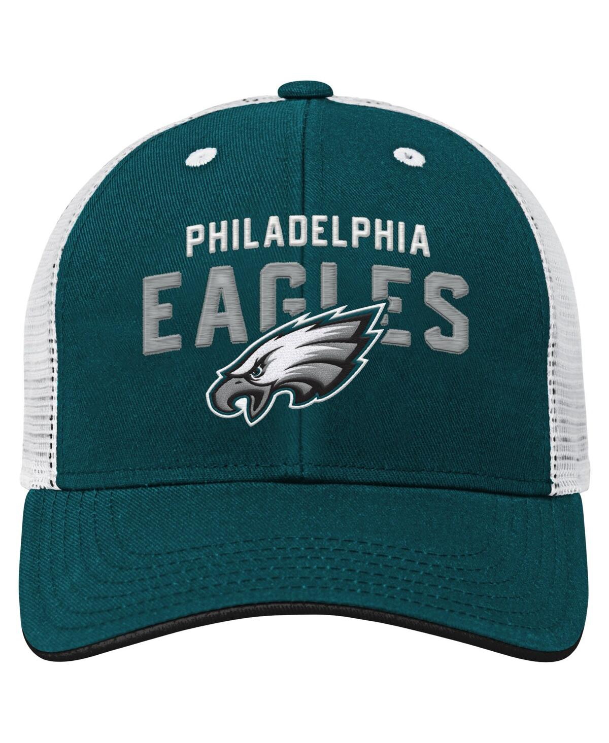 Outerstuff Big Boys And Girls Midnight Green Philadelphia Eagles Core Lockup Trucker Adjustable Hat In Green