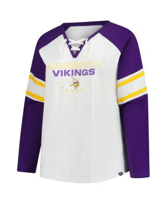 Women's White Minnesota Vikings Plus Size Redzone Lace Up Long Sleeve T-Shirt