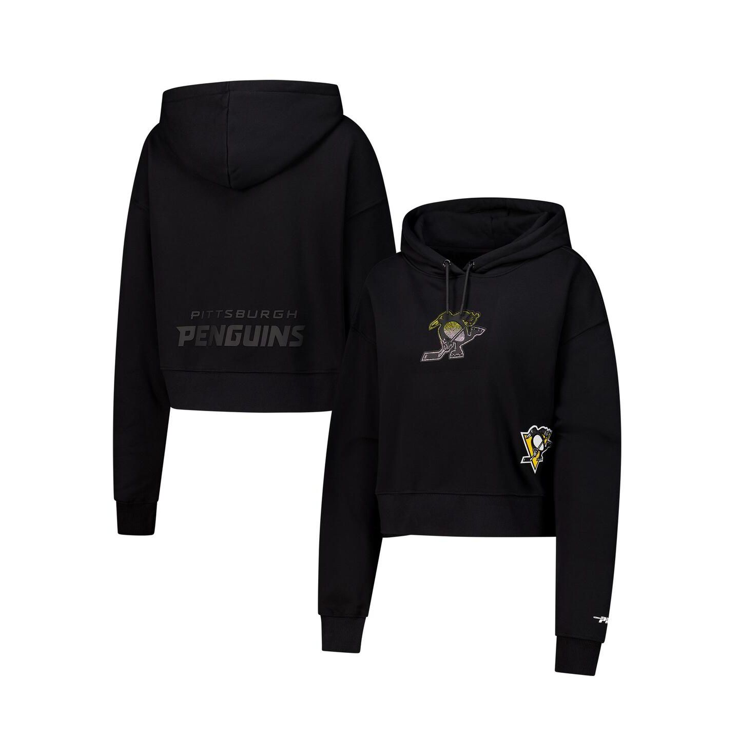 Женское худи Pro Standard Black Pittsburgh Penguins Jewels Cropped Pullover — фото 1