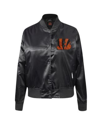 Women's Black Cincinnati Bengals Jeweled Satin Full-Snap Jacket