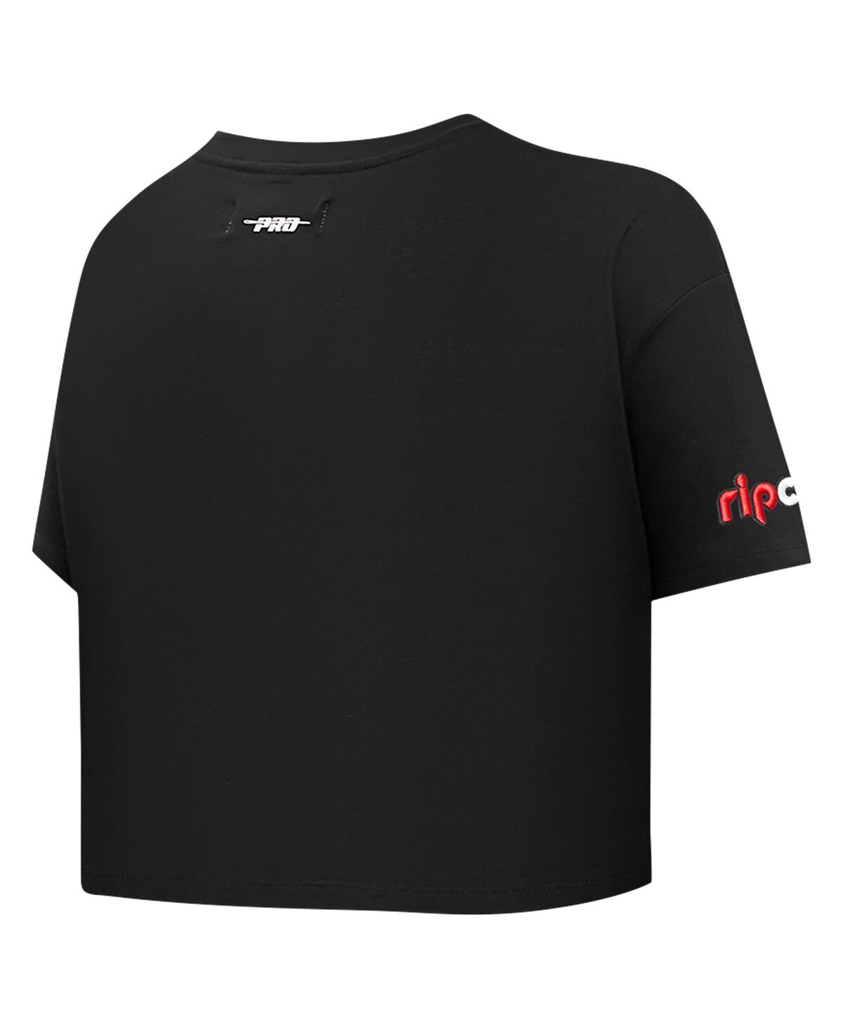 Pro Standard Women's Black Portland Trail Blazers Jewels Boxy Cropped T-shirt In Black