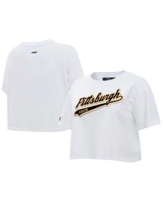 Pro Standard - Women's White Pittsburgh Penguins Boxy Script Tail Cropped T-Shirt