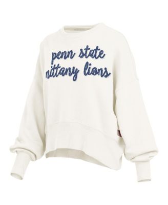 Women's Cream Penn State Nittany Lions Oversized Chelsea Waist Length Pullover Sweatshirt