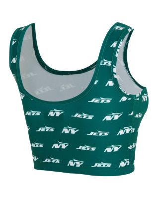 Women's Green New York Jets Record Allover Print Bralette