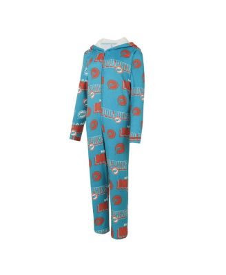 Women's Aqua Miami Dolphins Roadway Allover Print Microfleece Full-Zip Union Dress