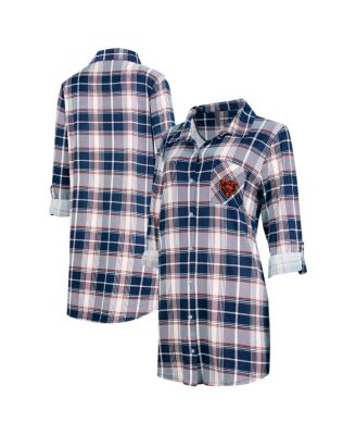 Concepts Sport - Women's Navy Chicago Bears Ashford Plaid Knit Nightshirt