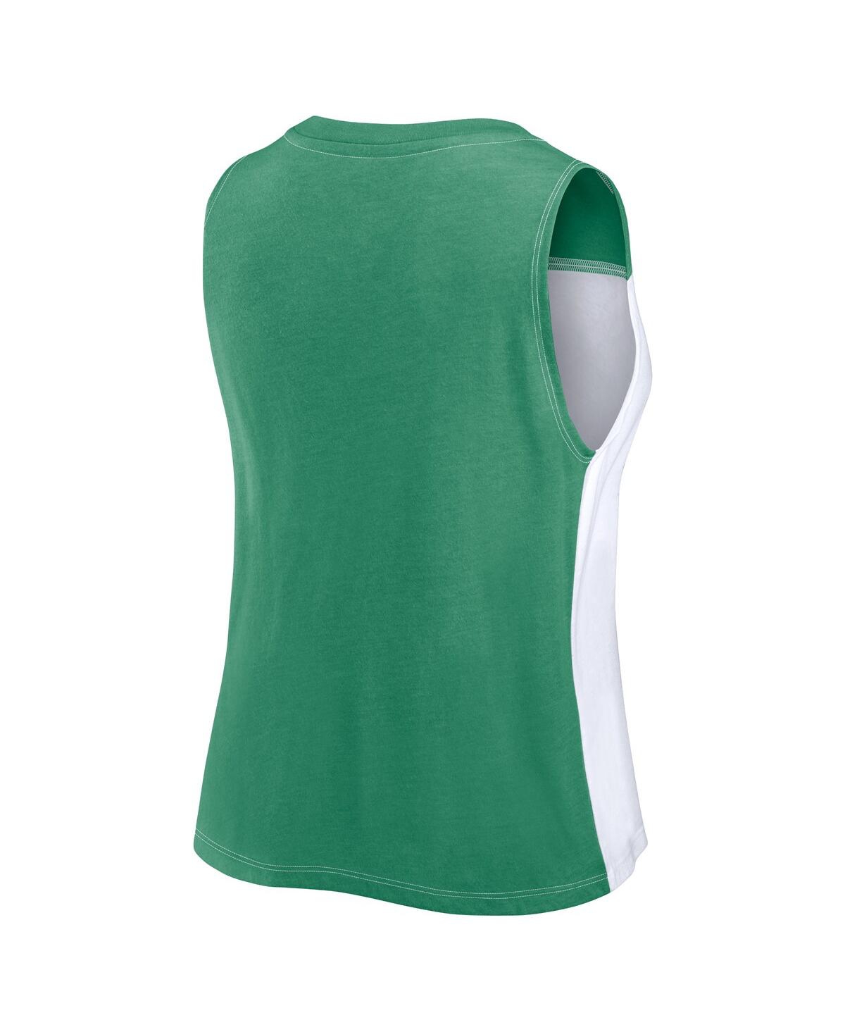 Fanatics Women's Green/white Miami Hurricanes Color Block High Neck Tank Top In Green
