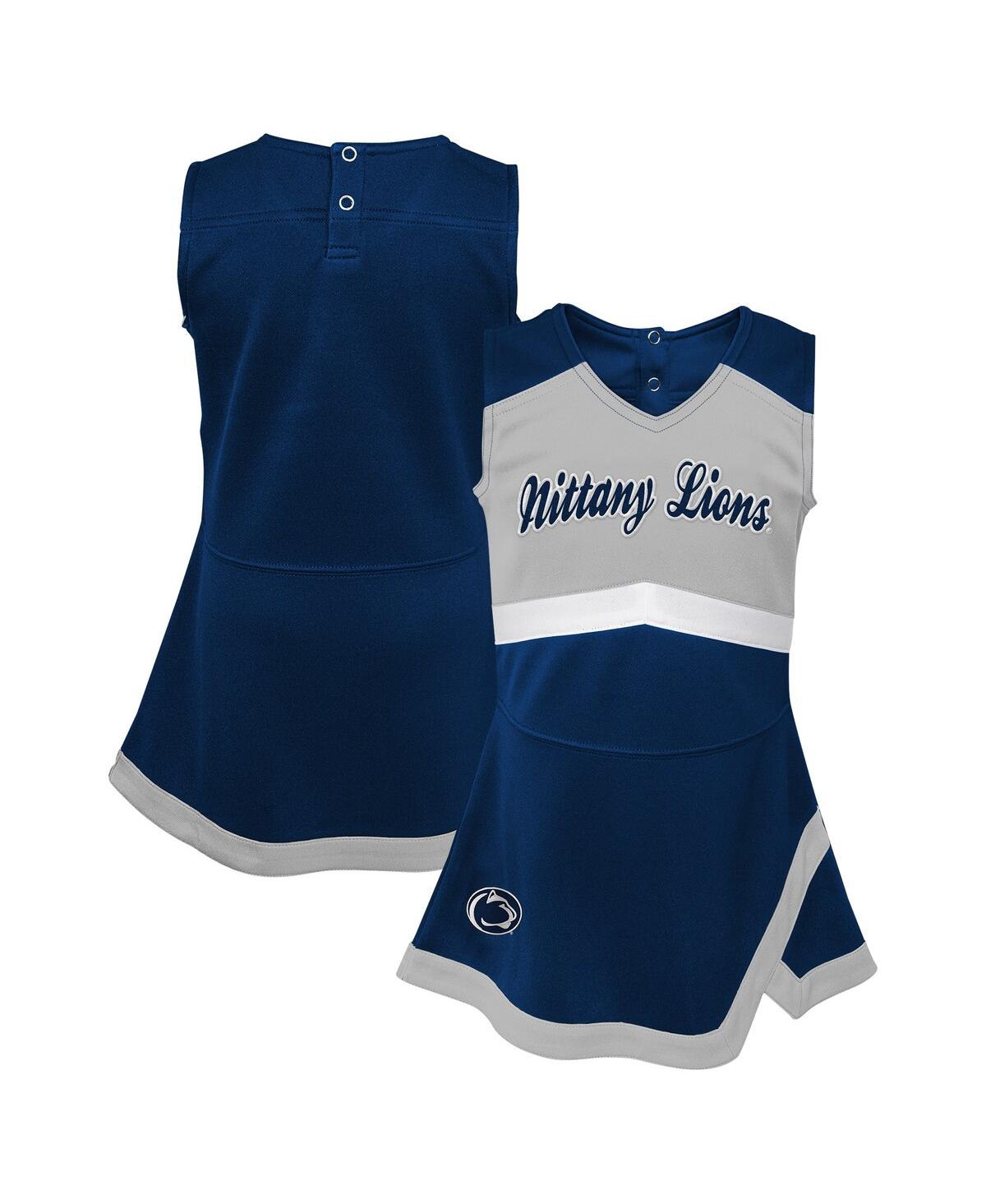 Outerstuff Girls Toddler Navy Penn State Nittany Lions Cheer Captain Dress With Bloomers In Blue