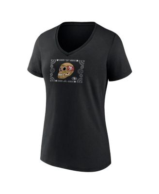 Women's Black San Francisco 49ers Sugar Skull V-Neck T-Shirt