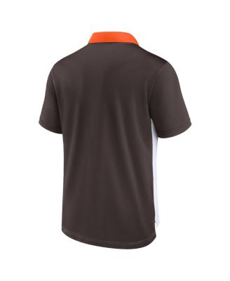 Men's White/Brown Cleveland Browns Rewind Pique Polo Shirt