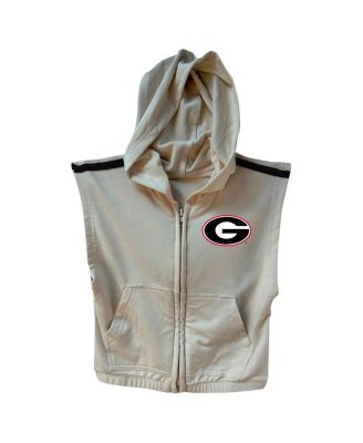 Girls Toddler 2-Piece Tan Georgia Bulldogs Tri-Blend Sleeveless Full Zip Hoodie and Tiered Skirt Set