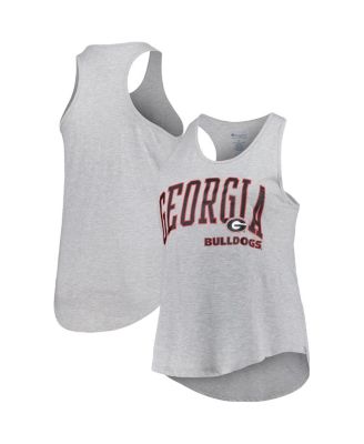 Profile - Women's Heather Gray Georgia Bulldogs Arch Logo Racerback Scoop Neck Tank Top