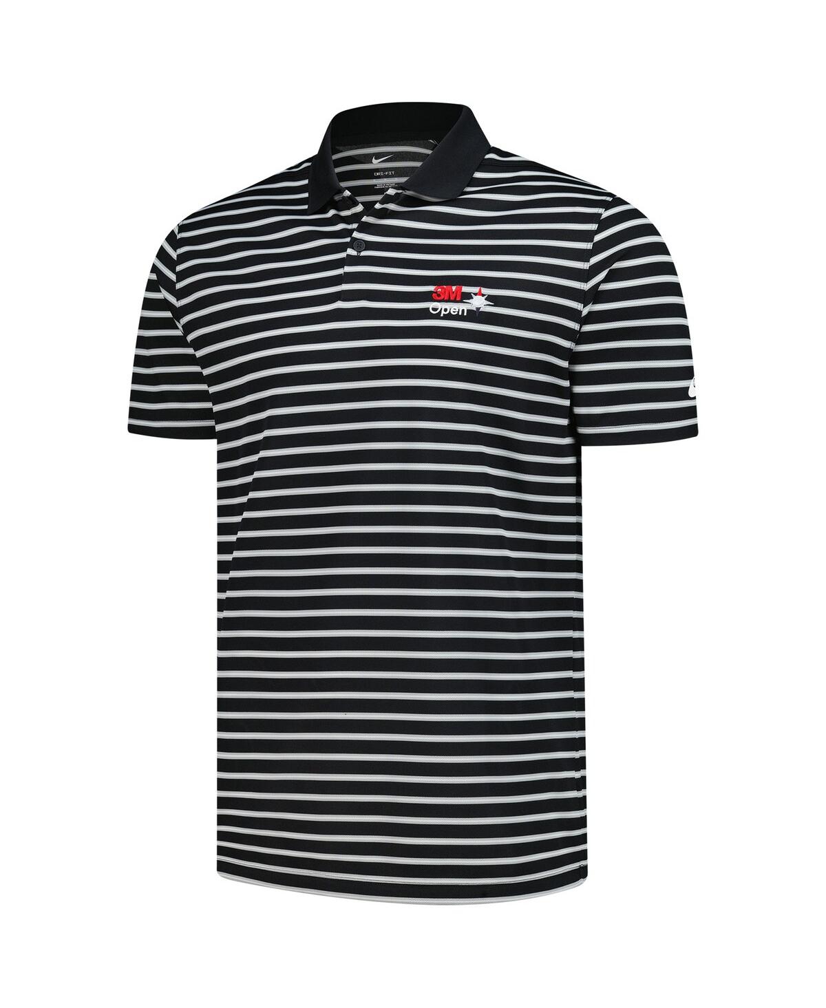 Nike Men's Black 3m Open Victory Stripe Performance Polo Shirt In Black