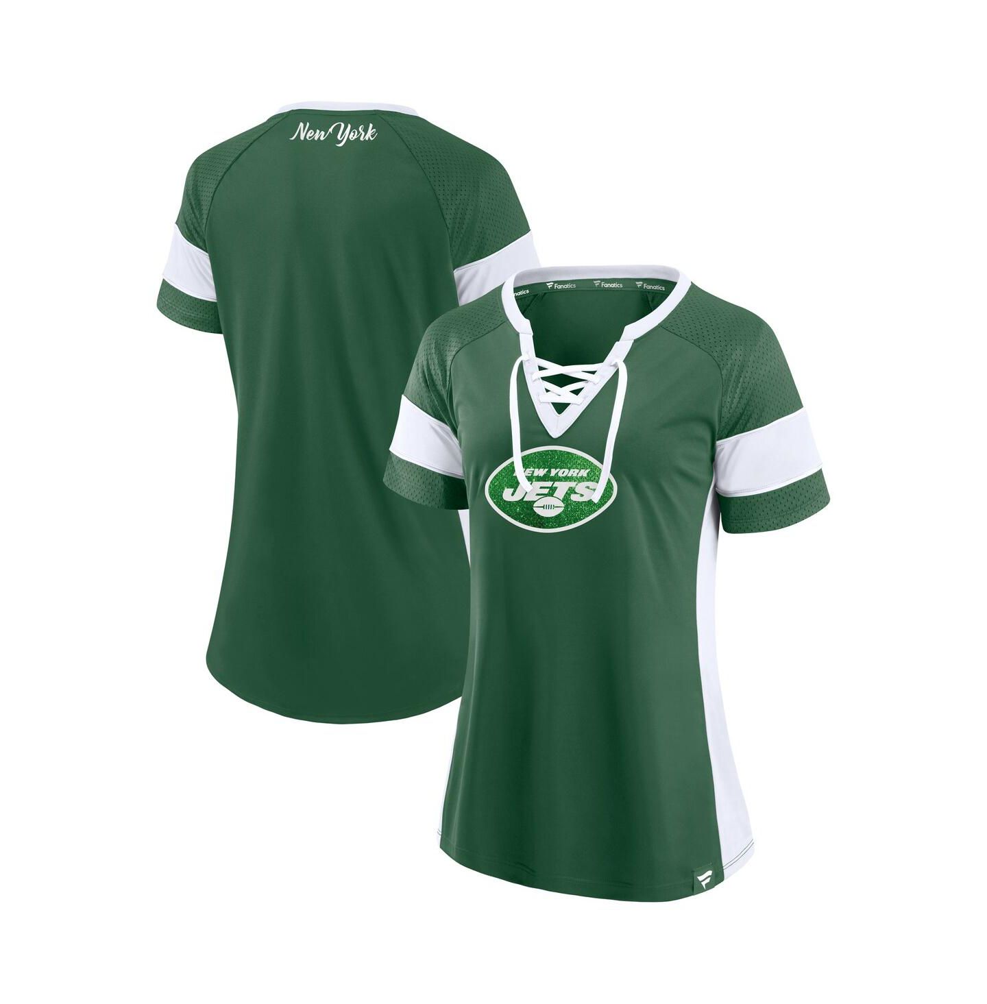 Женский топ Fanatics Dark Green New York Jets Athena Lace-Up — фото 1
