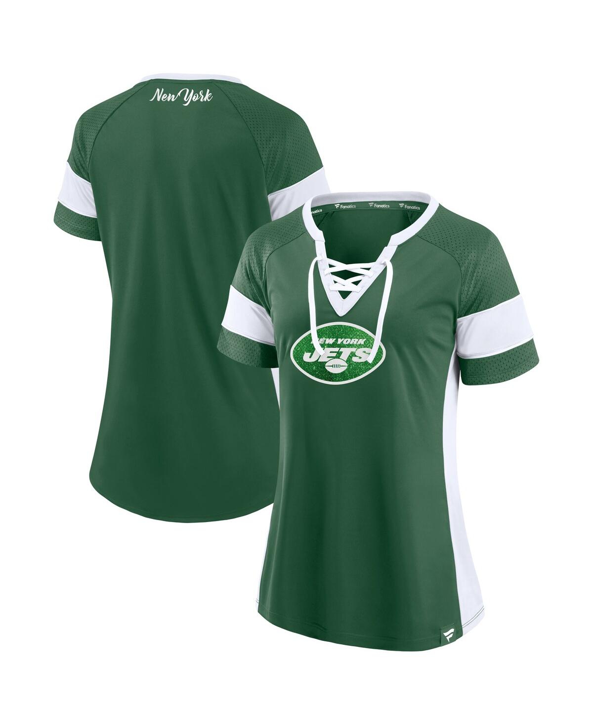 Fanatics Women's Green New York Jets Original State Lace-up T-shirt In Green