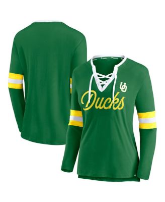 Fanatics - Women's&nbsp;Apple Green Oregon Ducks Block Party Script Lace-Up V-Neck Long Sleeve T-Shirt