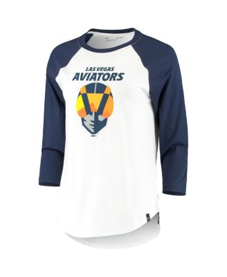 Women's Navy/White Las Vegas Aviators Three-Quarter Sleeve Baseball T-Shirt