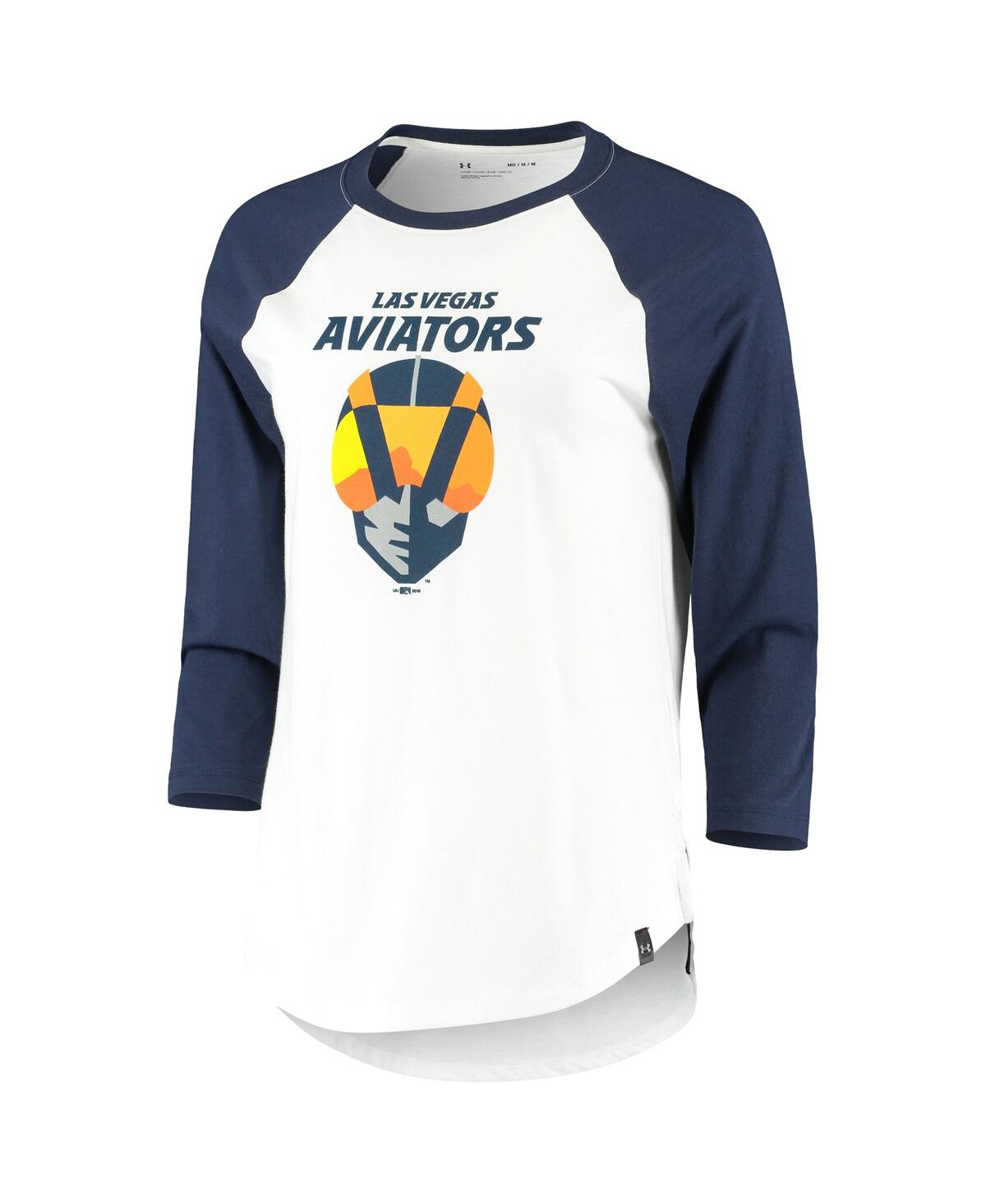 Under Armour Women's  Navy, White Las Vegas Aviators Three-quarter Sleeve Baseball T-shirt In White
