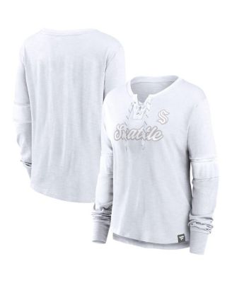 Fanatics - Women's Seattle Kraken White Out Lace-Up Fashion Long Sleeve T-Shirt