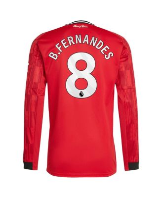 Men's Bruno Fernandes Red Manchester United Home 2025/26 Replica Player Long Sleeve Jersey